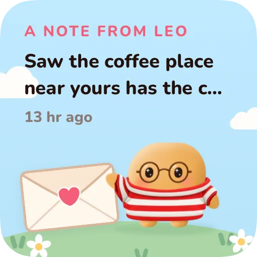 Small widget showing a note from Leo with an envelope.